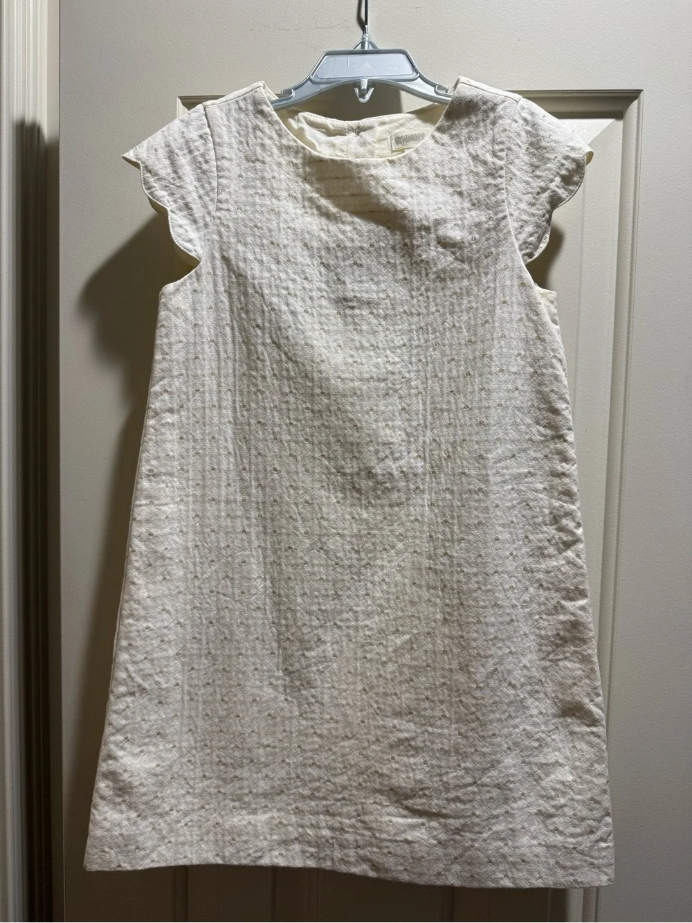 Gymboree Cream Textured Cap-Sleeve A-Line Dress